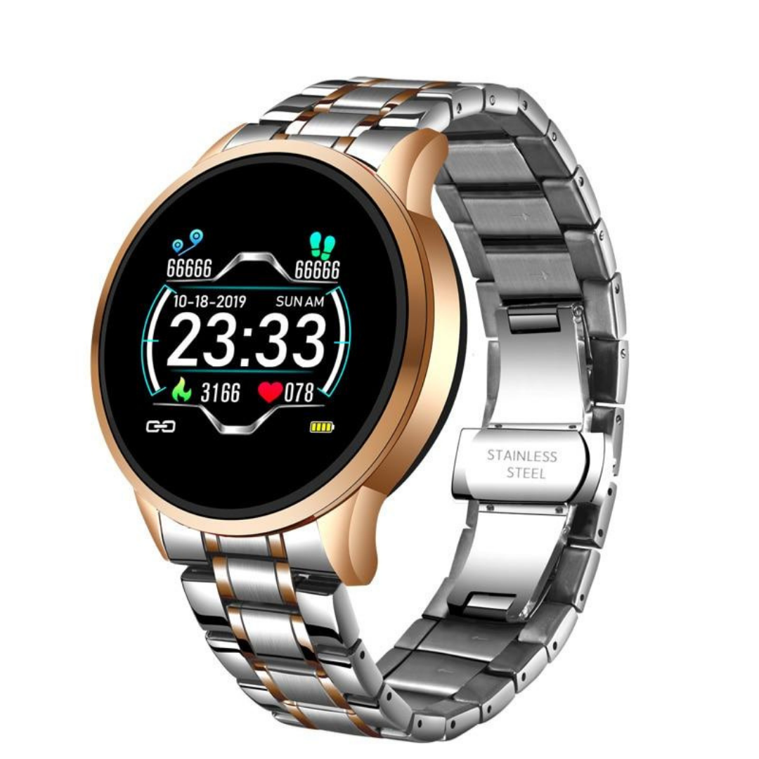 Stylish Smartwatch - TimelessTrack-Silver with Gold-Nora Luxe