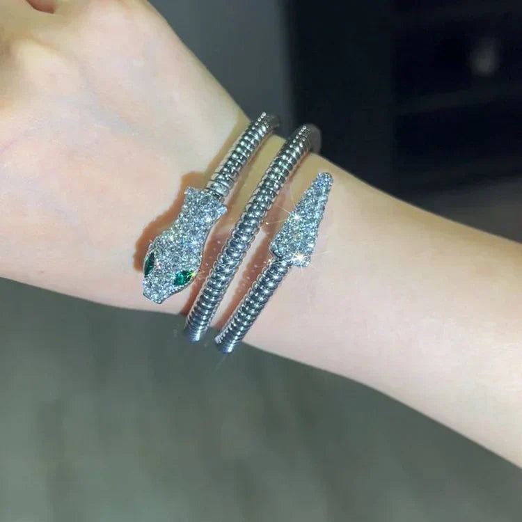 Stylish Snake Bracelet - Nysa-Silver Snake-Nora Luxe