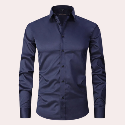 Stylish Stretch Men's Shirt - Ruben-Dark Blue-S-Nora Luxe