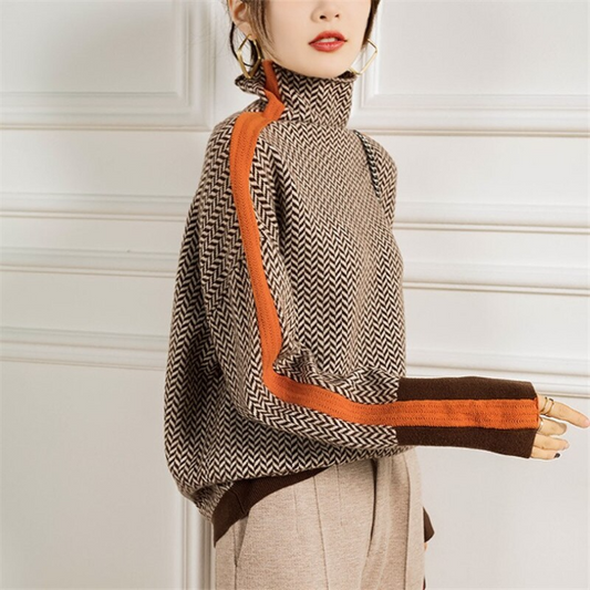 Fashionable Women's Horizontal Knit Sweater - Pexav