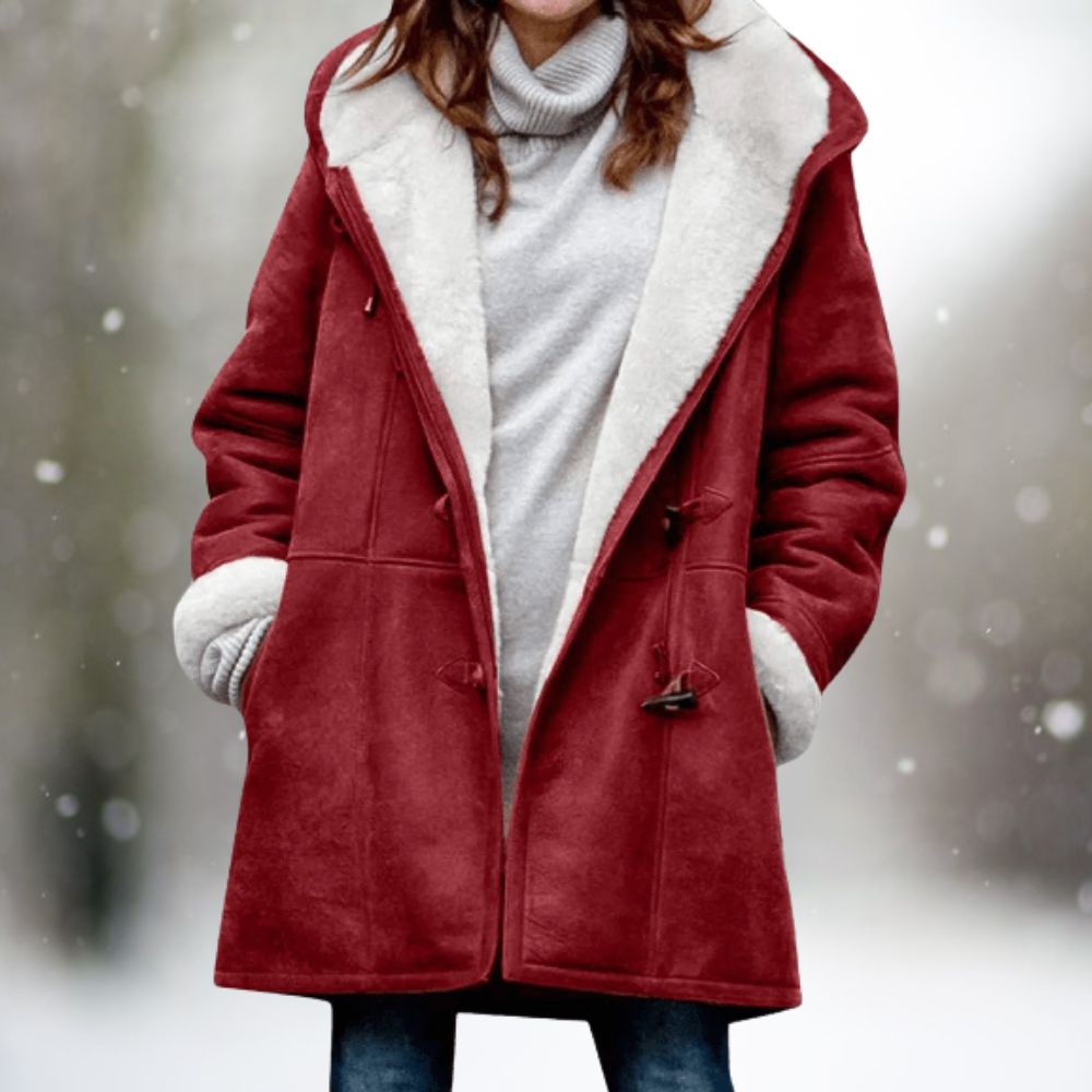 Stylish Suede Fleece Jacket for Women - Camilla-Bordeaux Red-S-Nora Luxe