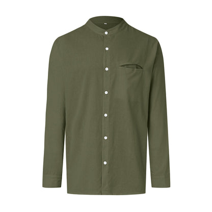 Stylish summer shirt in plus size for men – Hayes-Army green - 3 buttons-M-The Livary