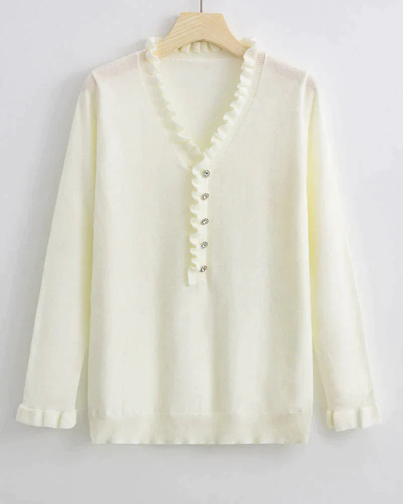 Stylish Sweater with Ruffles - Elodie-Light Blue-S-Nora Luxe