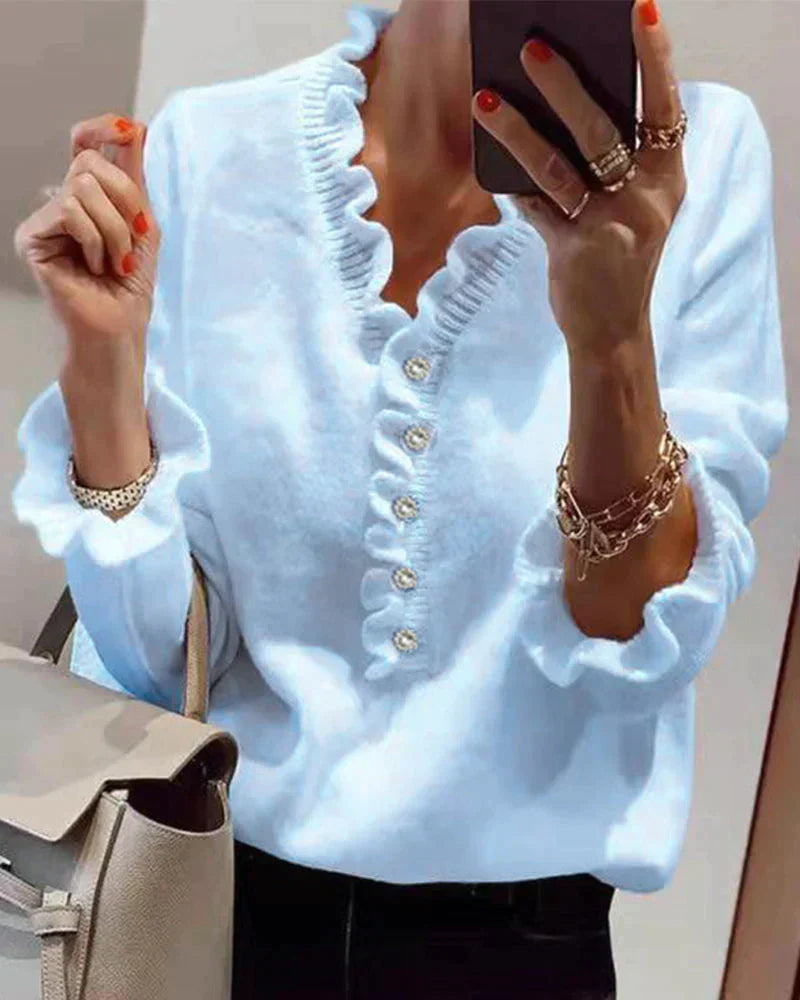 Chic Ruffle Knit Sweater - Pexav