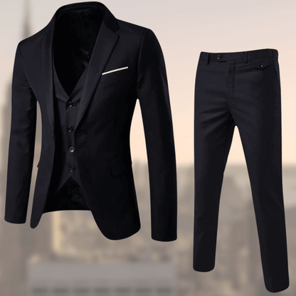 Stylish Three-Piece Men's Suit - Lucas-Black-S-Nora Luxe