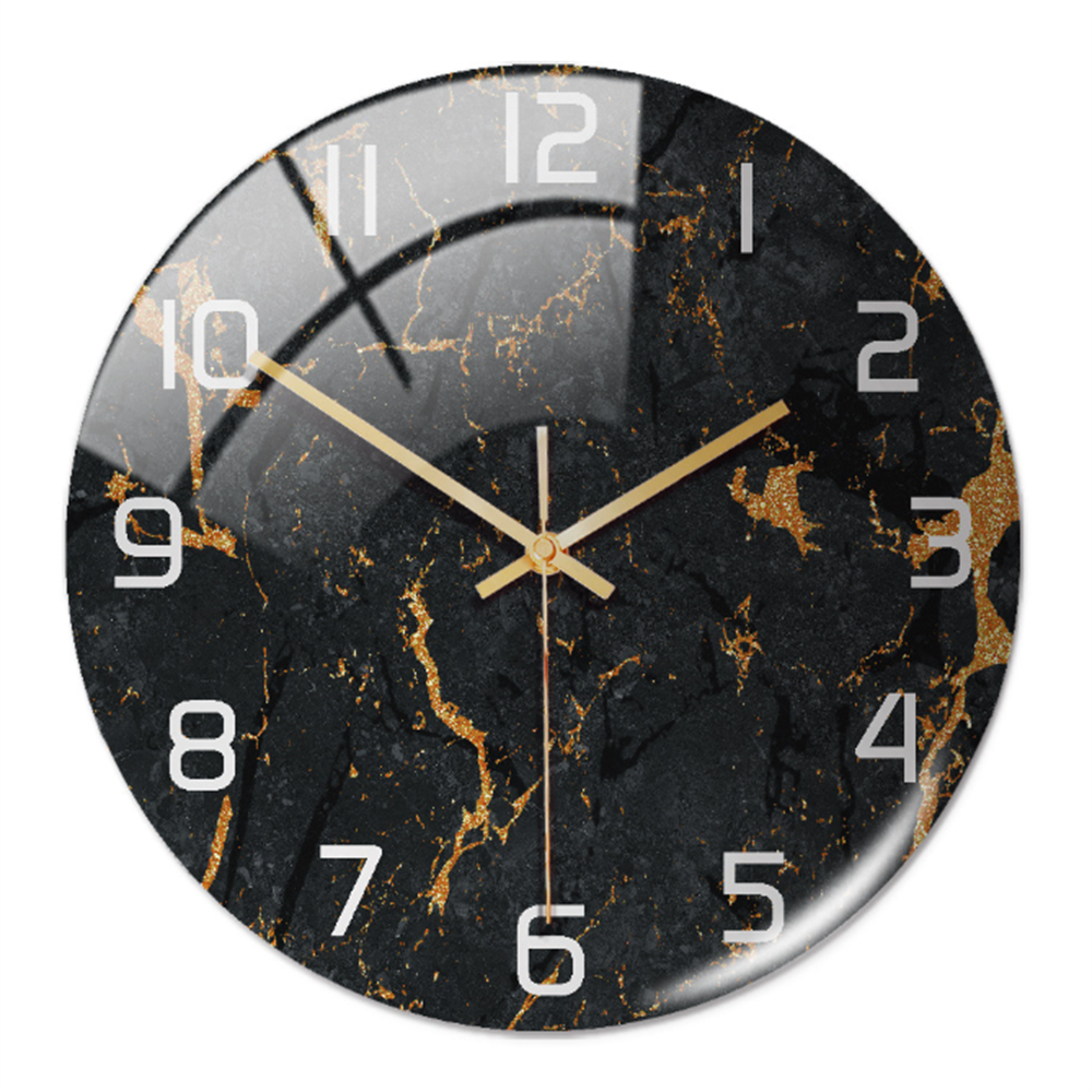 Stylish Wall Clock with Marble Texture - MarbleTime-Black Copper-Nora Luxe