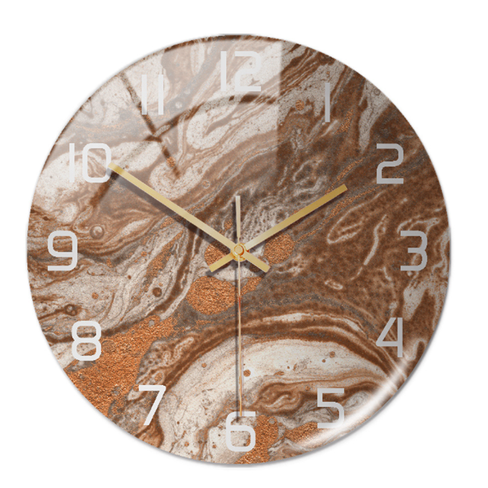 Stylish Wall Clock with Marble Texture - MarbleTime-Brown Copper-Nora Luxe