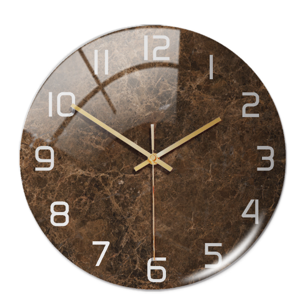 Stylish Wall Clock with Marble Texture - MarbleTime-Brown-Nora Luxe