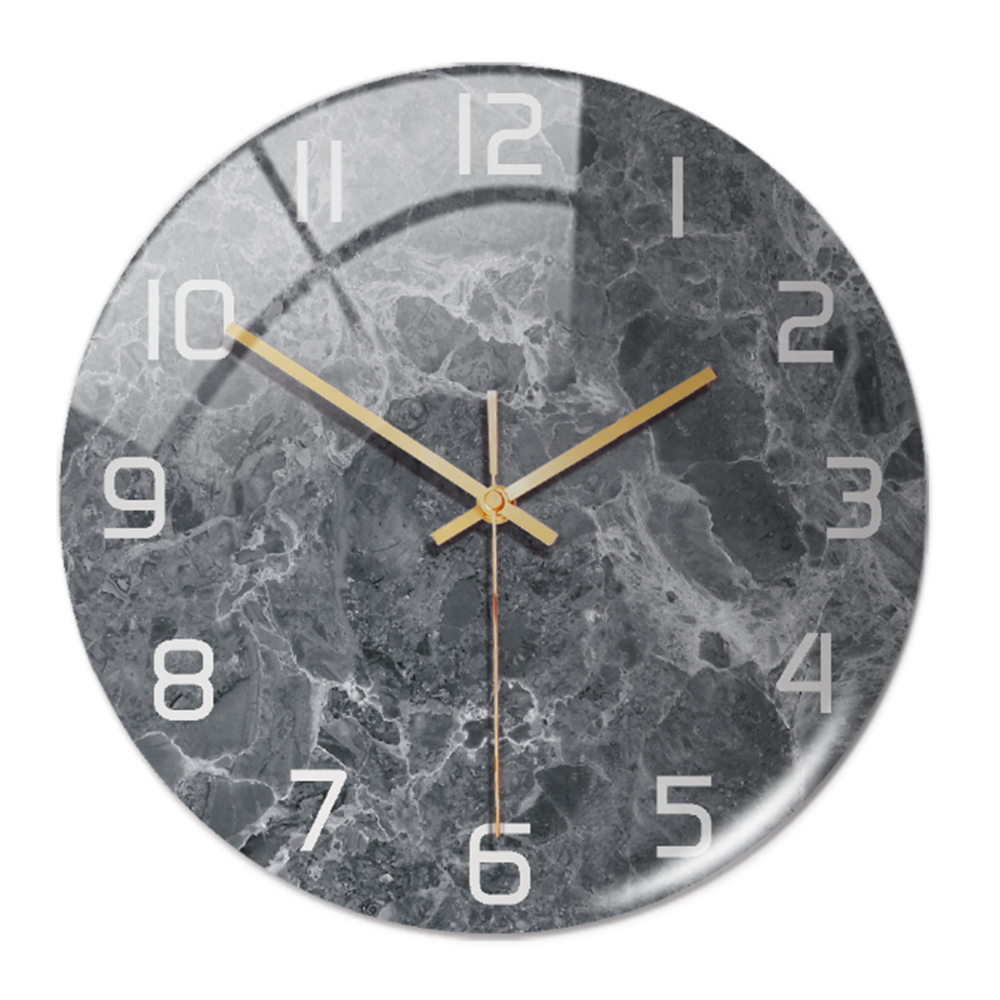 Stylish Wall Clock with Marble Texture - MarbleTime-Dark Gray-Nora Luxe