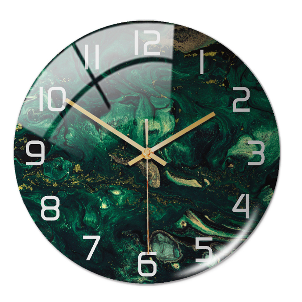 Stylish Wall Clock with Marble Texture - MarbleTime-Dark Green-Nora Luxe