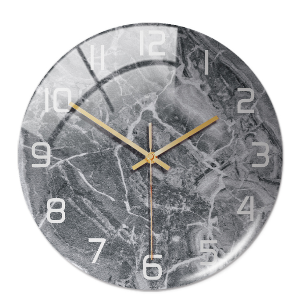 Stylish Wall Clock with Marble Texture - MarbleTime-Gray-Nora Luxe