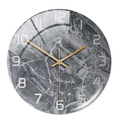 Stylish Wall Clock with Marble Texture - MarbleTime-Gray-Nora Luxe