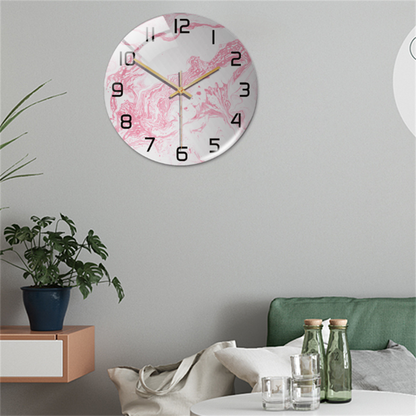 Stylish Wall Clock with Marble Texture - MarbleTime-Green-Nora Luxe
