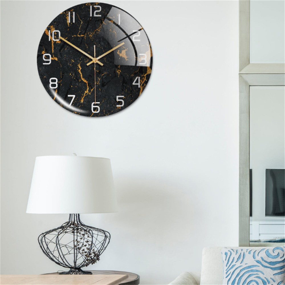 Stylish Wall Clock with Marble Texture - MarbleTime-Green-Nora Luxe