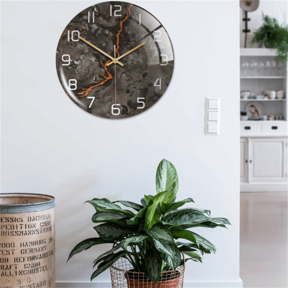 Stylish Wall Clock with Marble Texture - MarbleTime-Green-Nora Luxe