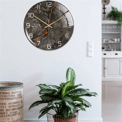 Stylish Wall Clock with Marble Texture - MarbleTime-Green-Nora Luxe