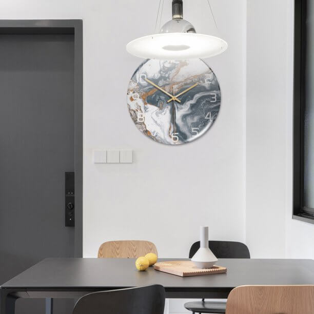 Stylish Wall Clock with Marble Texture - MarbleTime-Green-Nora Luxe