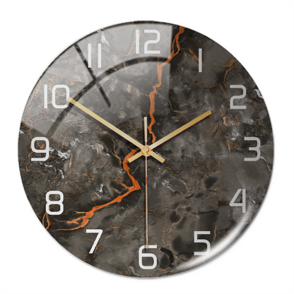 Stylish Wall Clock with Marble Texture - MarbleTime-Grey Copper-Nora Luxe