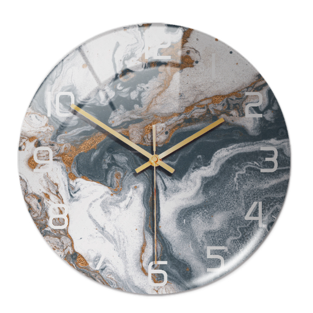Stylish Wall Clock with Marble Texture - MarbleTime-Grey Copper White-Nora Luxe