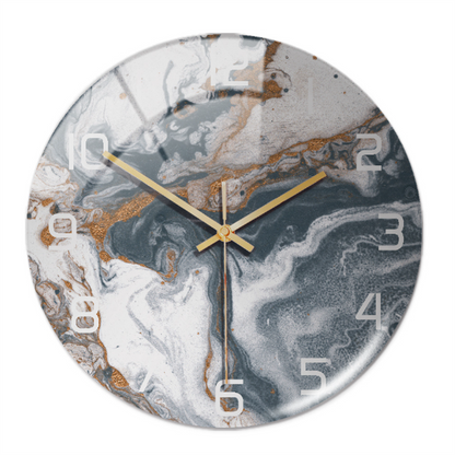 Stylish Wall Clock with Marble Texture - MarbleTime-Grey Copper White-Nora Luxe