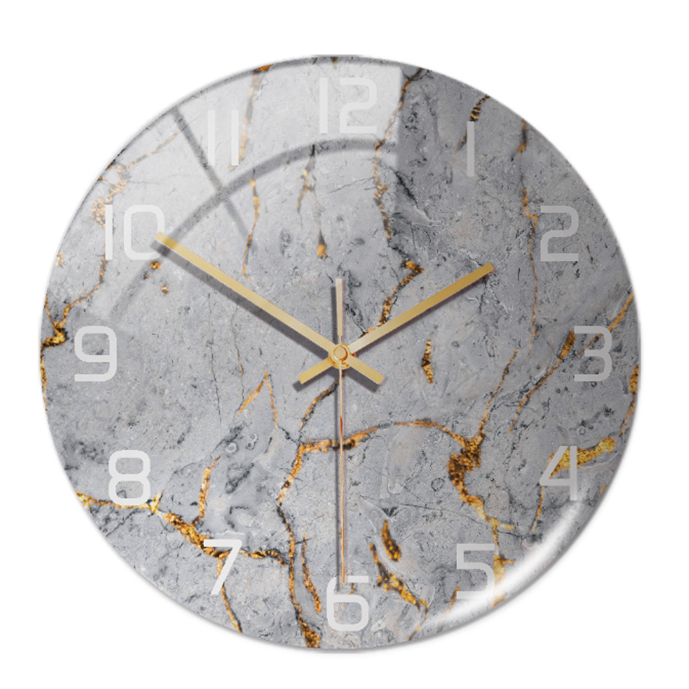 Stylish Wall Clock with Marble Texture - MarbleTime-Light Gray-Nora Luxe