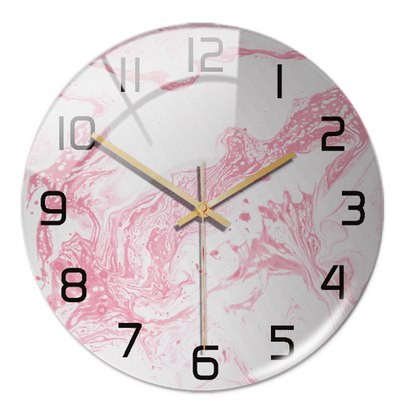 Stylish Wall Clock with Marble Texture - MarbleTime-Roze-Nora Luxe