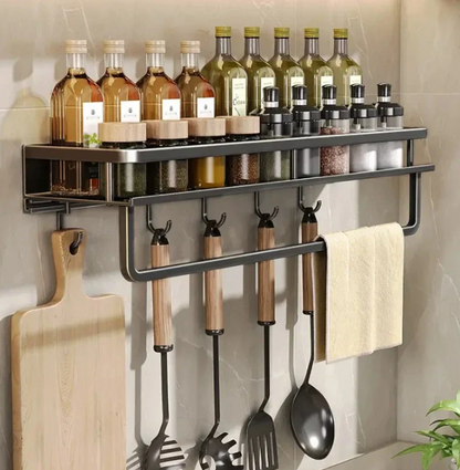 Space Saving Wall Shelf Organizer with Towel Rack