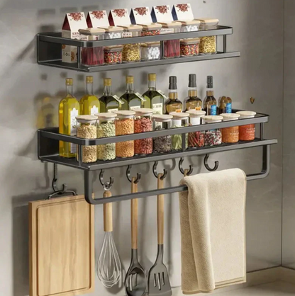 Space Saving Wall Shelf Organizer with Towel Rack