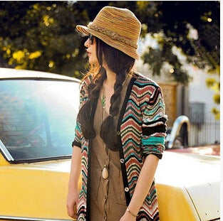 Chic Ladies Summer Sun Hat with Natural Fiber - Pexav