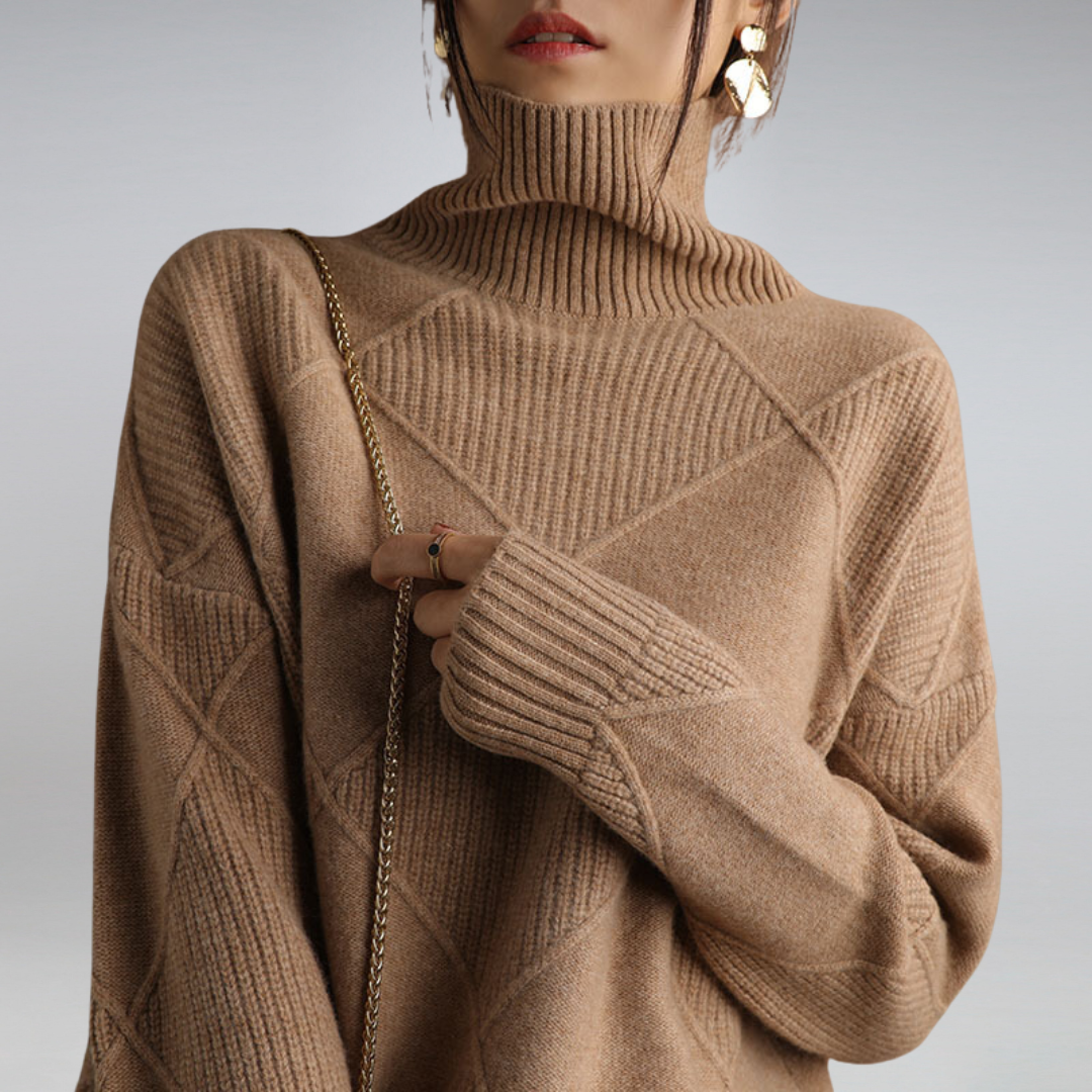 Stylish Women's Turtleneck - Isabella-Beige-S-Nora Luxe