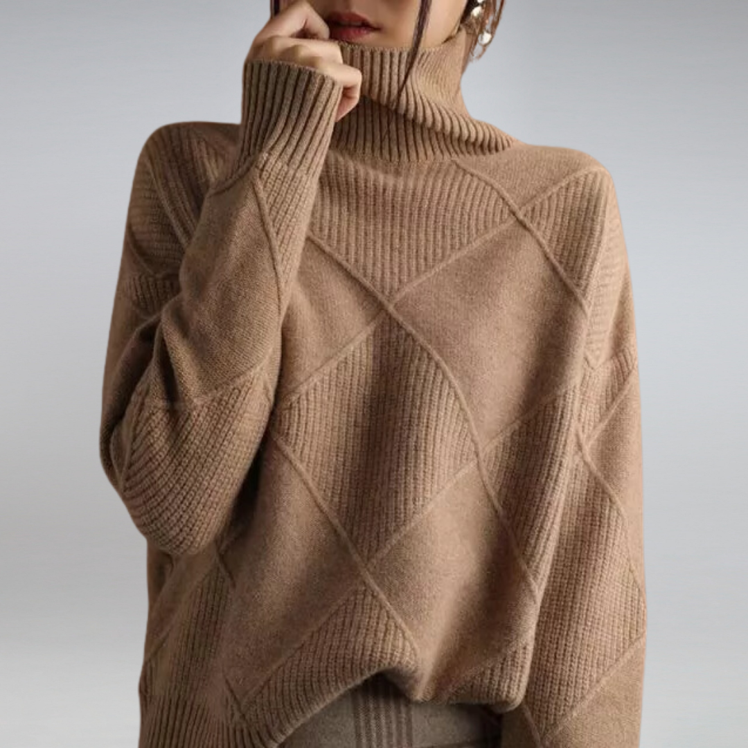 Stylish Women's Turtleneck - Isabella-Khaki-S-Nora Luxe