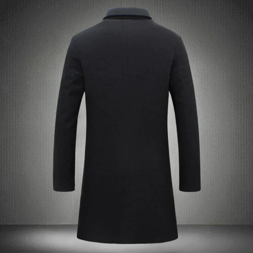 Stylish Wool Men's Coat - Maxwell-Black-2XS-Nora Luxe