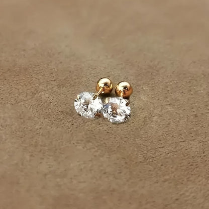 Stylish Zirconia Stud Earrings made of Titanium Steel - Lumen-0.12 IN 1 Pair-Nora Luxe
