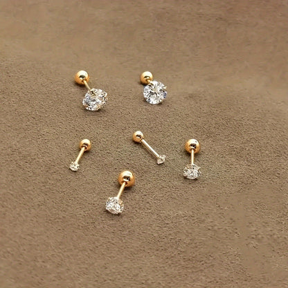 Sparkling Zirconia Steel Stud Earrings - Pexav