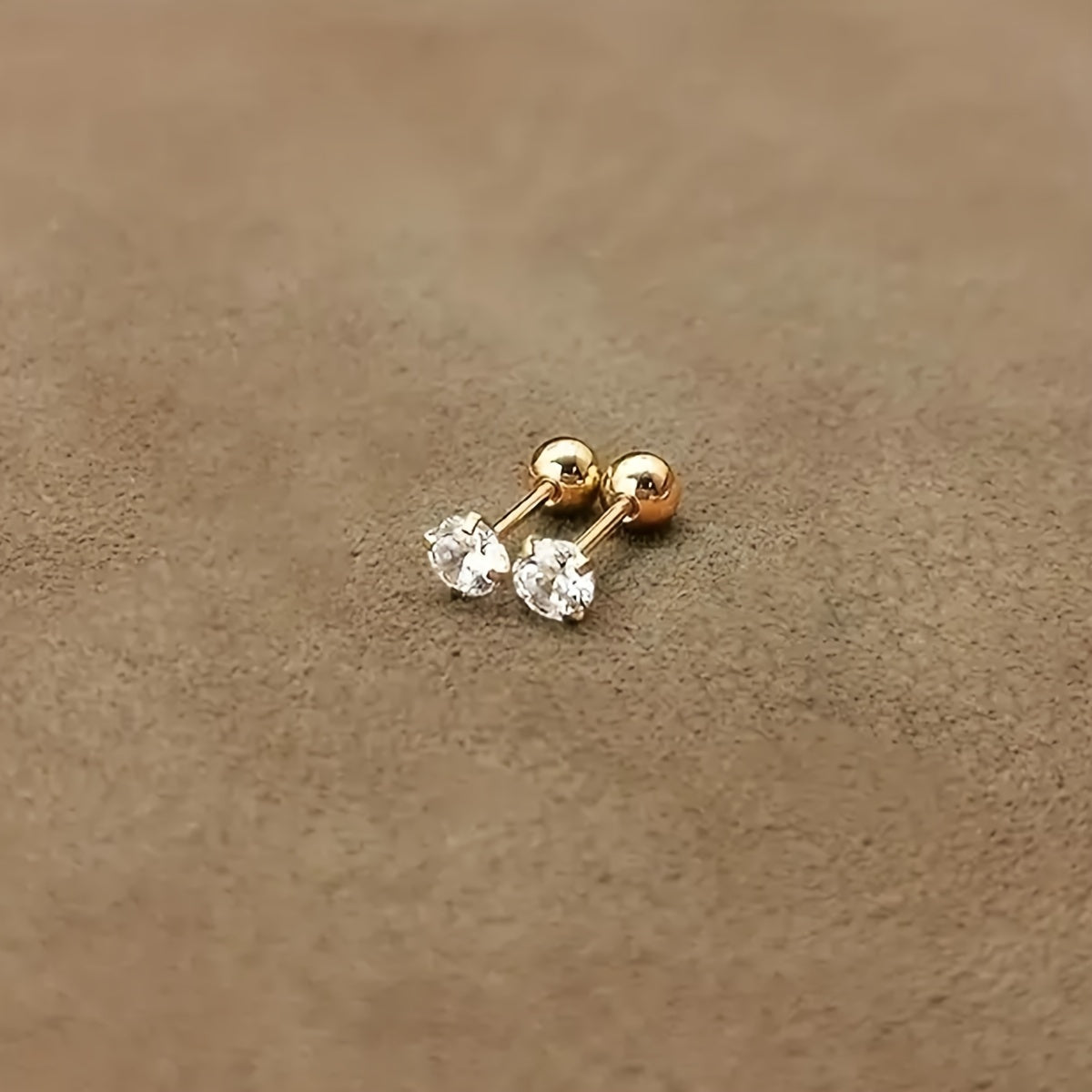 Stylish Zirconia Stud Earrings made of Titanium Steel - Lumen-0.16 IN 1 Pair-Nora Luxe