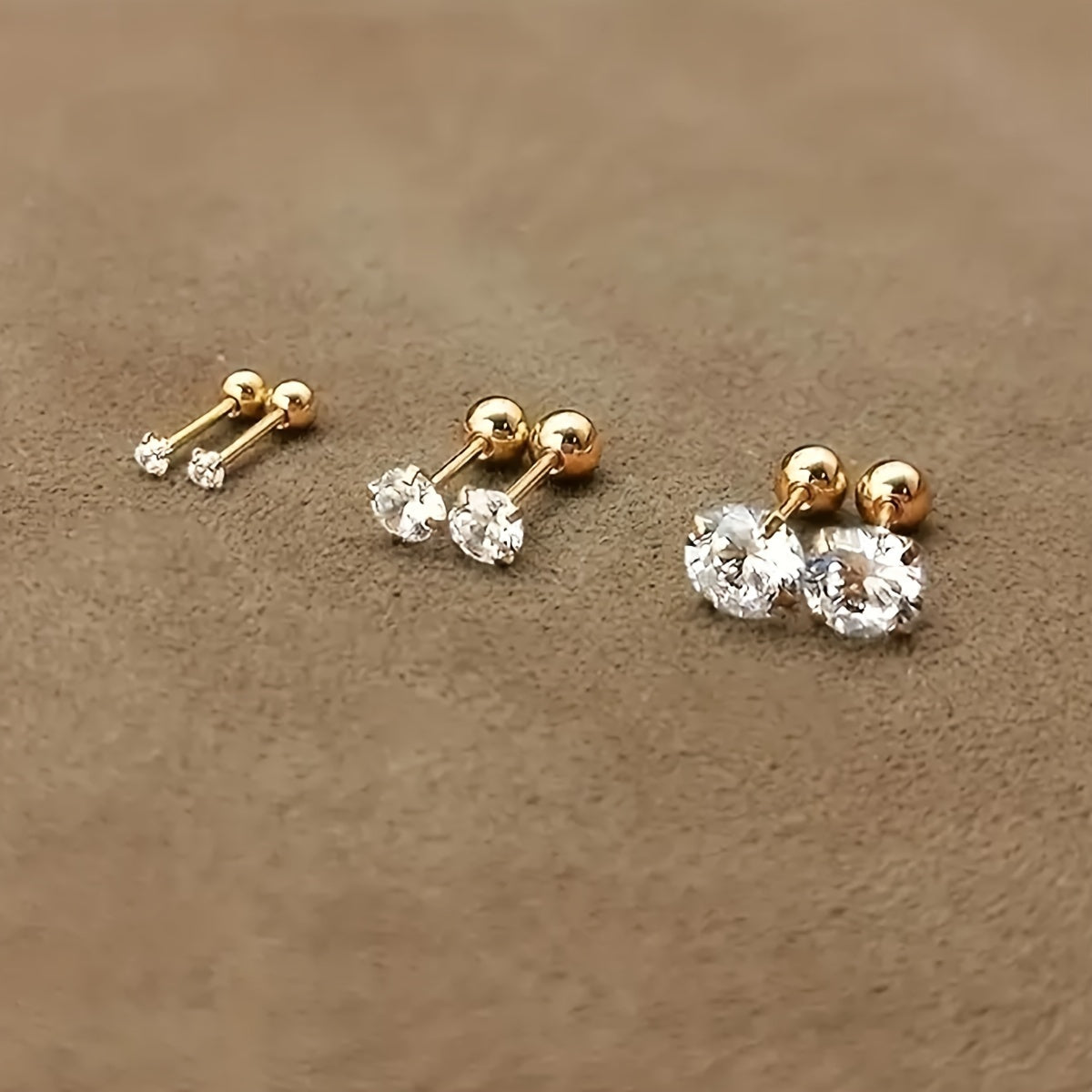 Stylish Zirconia Stud Earrings made of Titanium Steel - Lumen-Complete Set-Nora Luxe