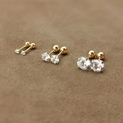 Stylish Zirconia Stud Earrings made of Titanium Steel - Lumen-Complete Set-Nora Luxe