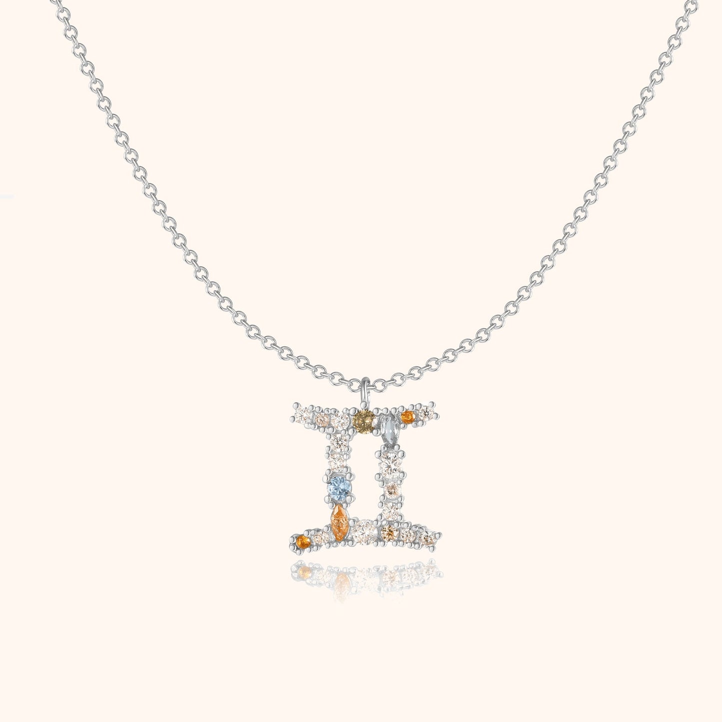Stylish Zodiac Necklace - Celestia-Silver-Gemini-Nora Luxe