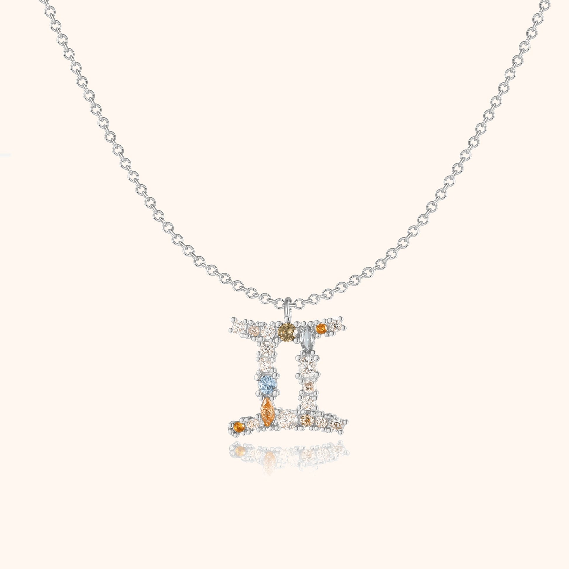 Stylish Zodiac Necklace - Celestia-Silver-Gemini-Nora Luxe