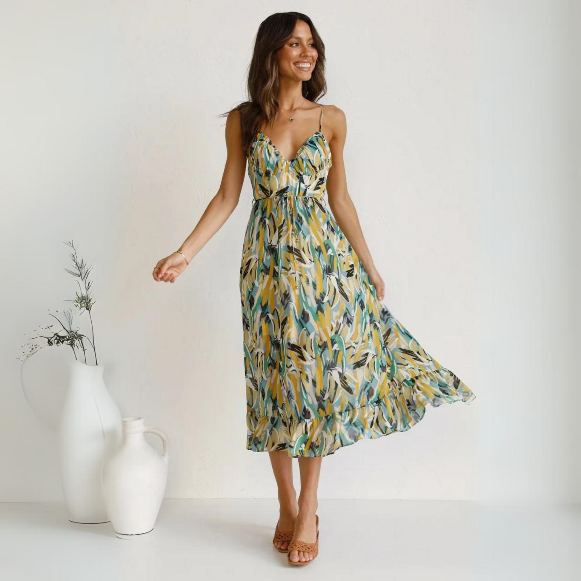Sunny Floral Backless Summer Dress - Pexav