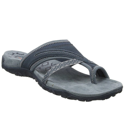 Summer Ladies T-Strap Slipper Sandals – Alina-Gray-2.5-The Livary