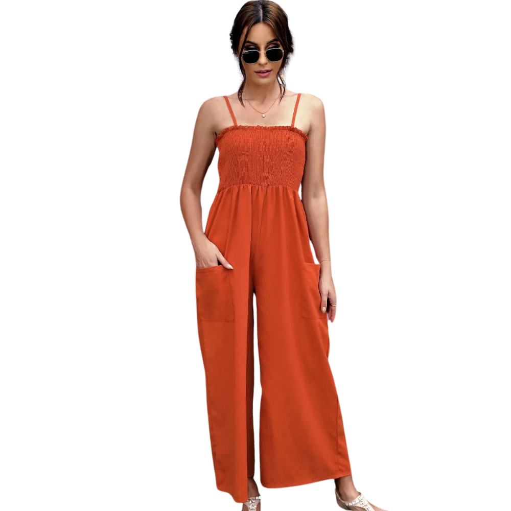 Classic Women's Jumpsuit with Thin Straps - Pexav