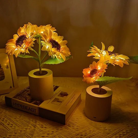Bright Yellow Floral Table Lamp