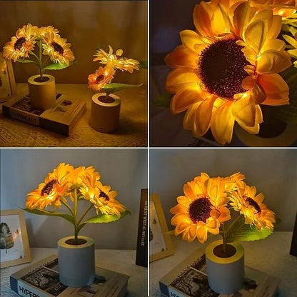 Bright Yellow Floral Table Lamp