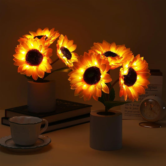Bright Yellow Floral Table Lamp - Pexav