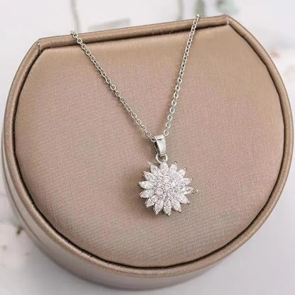 Sunflower Spin Duo Necklace | Elegant and Versatile Jewellery-Silver-Nora Luxe