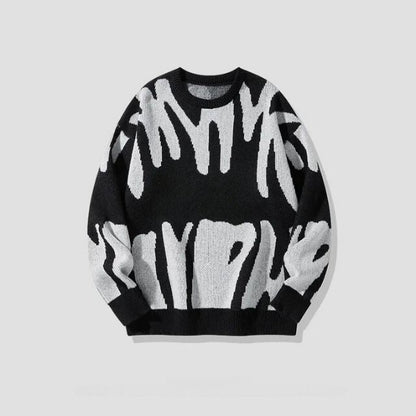 Sweater with Bold Abstract Pattern - Tobias-Black-XS-Nora Luxe