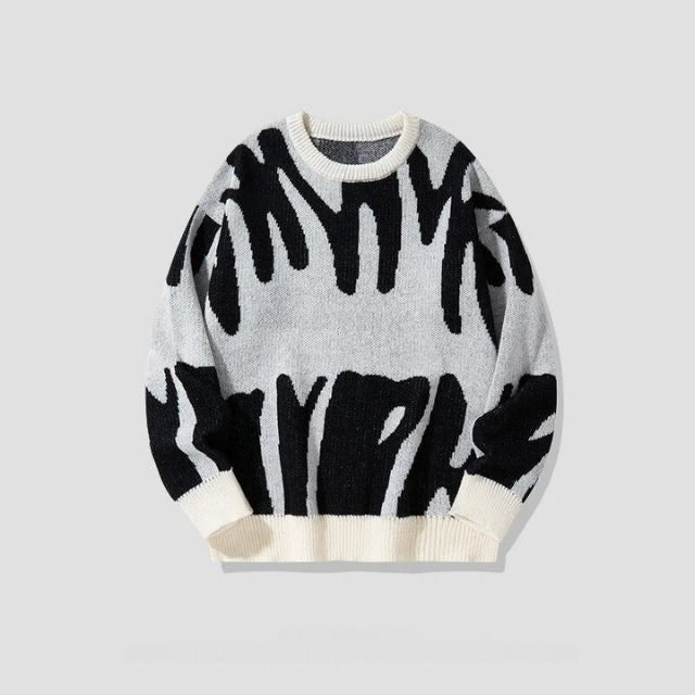 Colorful Graphic Knit Sweater - Pexav