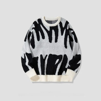 Colorful Graphic Knit Sweater - Pexav