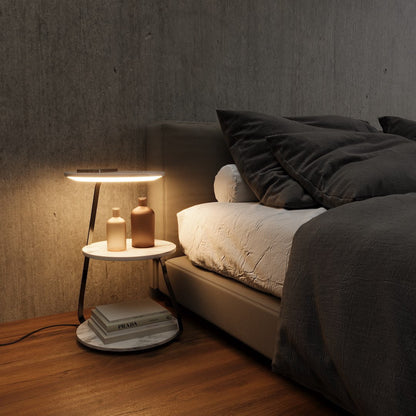 Bedside Table Lamp with Double Shelf and Soft Lighting